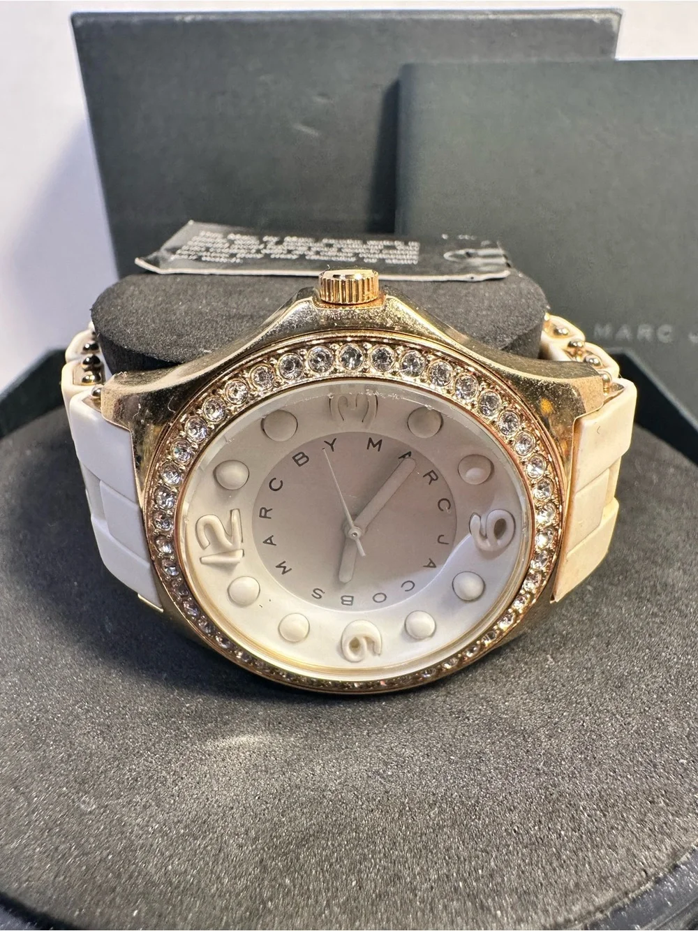 Marc by Marc Jacobs Gold Tone Watch with White Band
